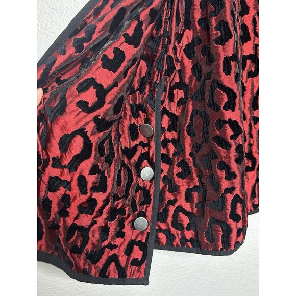 John Mark Reversible Black Red Animal Print Vest Buttons Size XL - Picture 11 of 11